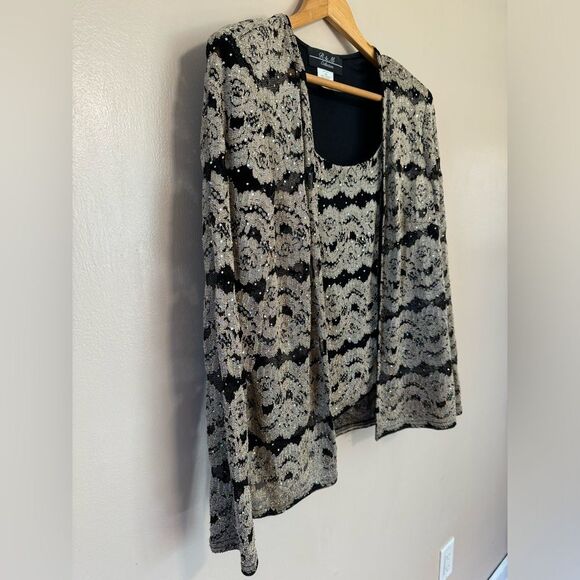 SALE! Gold R&M Collection Bejeweled Jacket & Shell Size 16 EUC - Picture 3 of 6